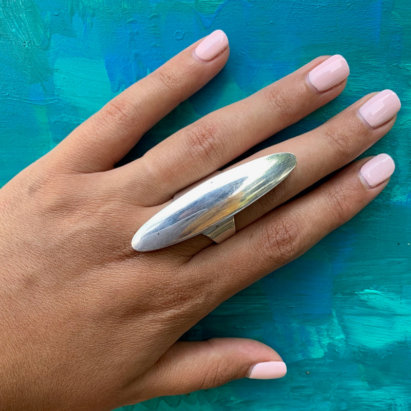 Modernist Silver Statement Ring by J. Hoskie