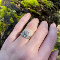 NOS Wedding Set with Champagne Diamond & Forget Me Nots
