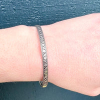 Sweet Engraved Silver Leaves & Flowers Bangle