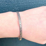 Sweet Engraved Silver Leaves & Flowers Bangle