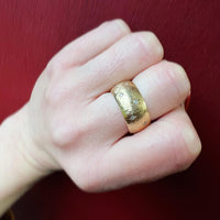 Wide Gold Star Set Diamond Band with Florentine Finish