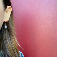 Peacock Hued Black Pearl & Gold Earrings