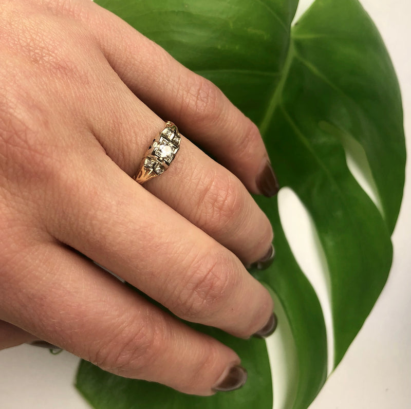 Vintage 1940's Yellow Gold and Diamond Engagement Ring