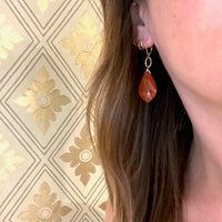 Faceted Carnelian Earrings with Handmade Gold Details by brunet