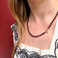 Glowing Garnet Bead Necklace