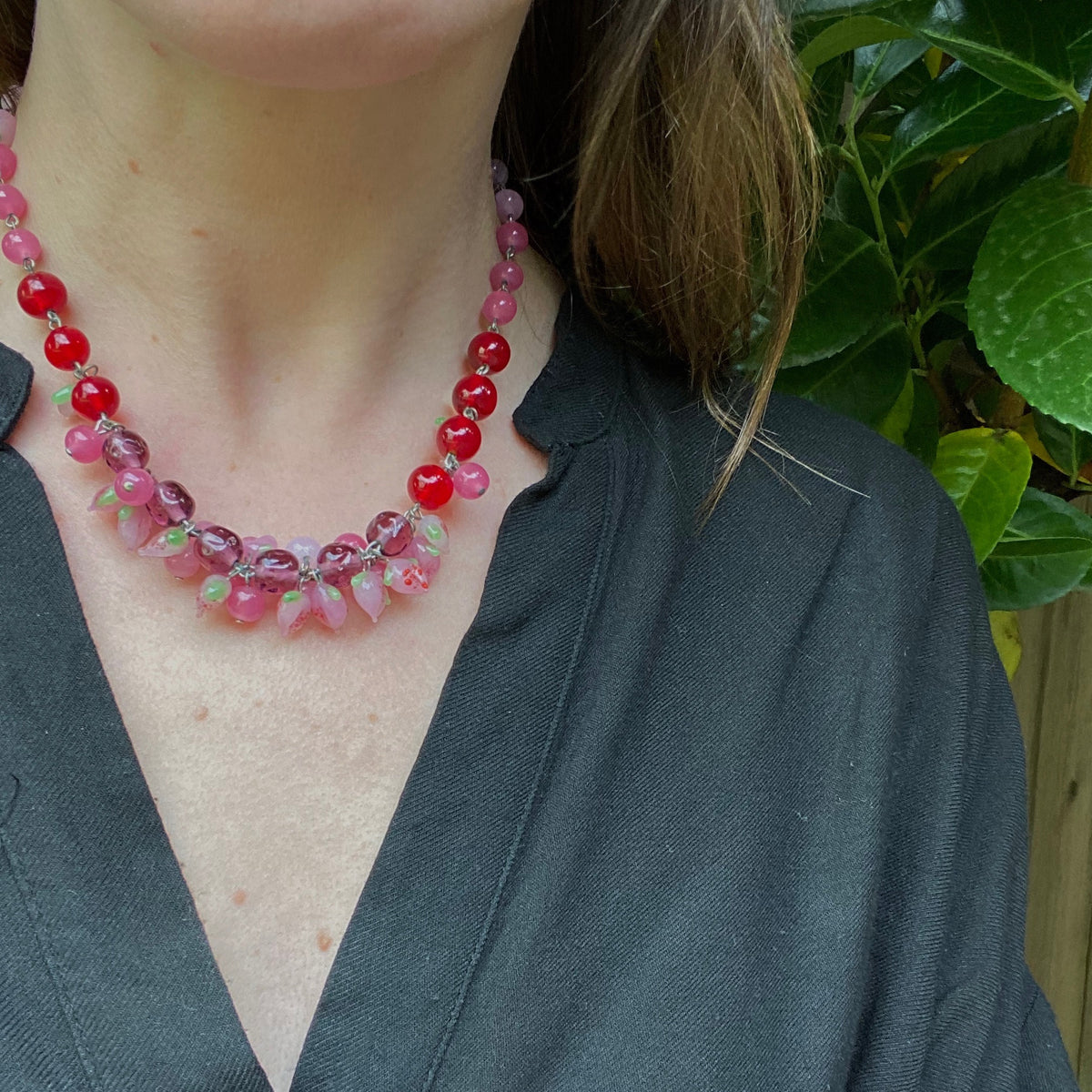 Vivacious Vintage Glass Fruit Bead Necklace