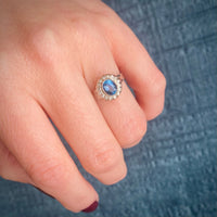 Serene Aquamarine Halo Ring in Platinum