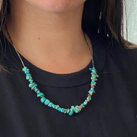 Pretty Vintage Turquoise & Silver Tube Bead Necklace