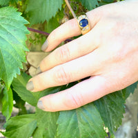 18k Gold Sapphire and Diamond Gypsy Band