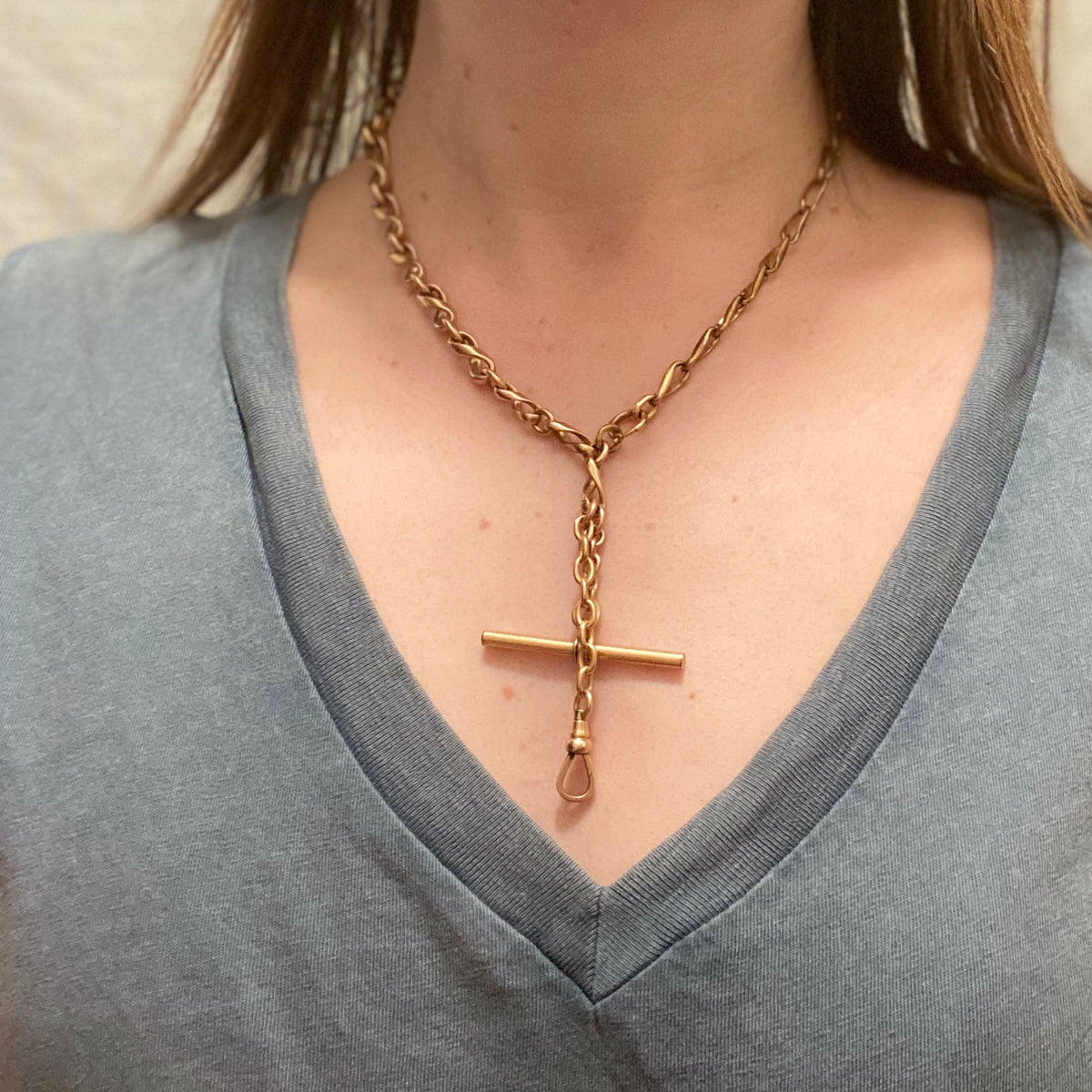 Double Fancy Twists Chunky T-bar and Hook Necklace