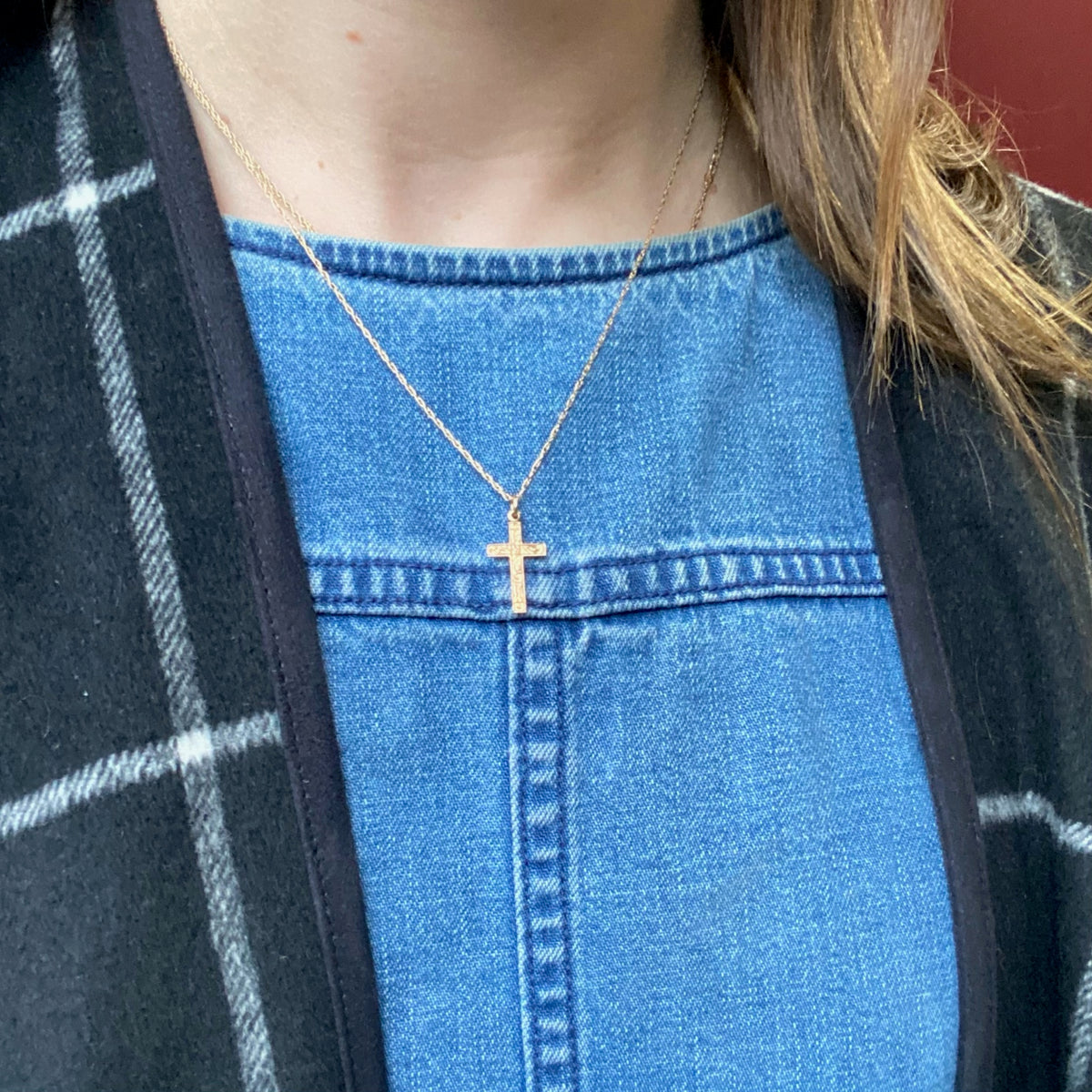 Antique Tiny Gold Cross Pendant