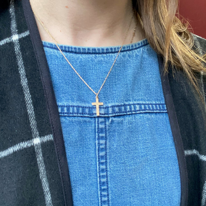 Antique Tiny Gold Cross Pendant
