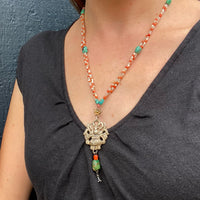 Qing Dynasty Silver Flower Basket Necklace on Beads