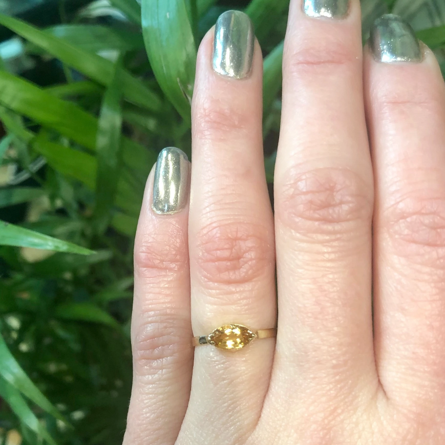 Cut Back Collet Imperial Topaz Marquis Solitaire Ring