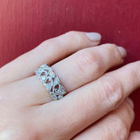 Lacy Platinum Paisley Over Gold Diamond Band