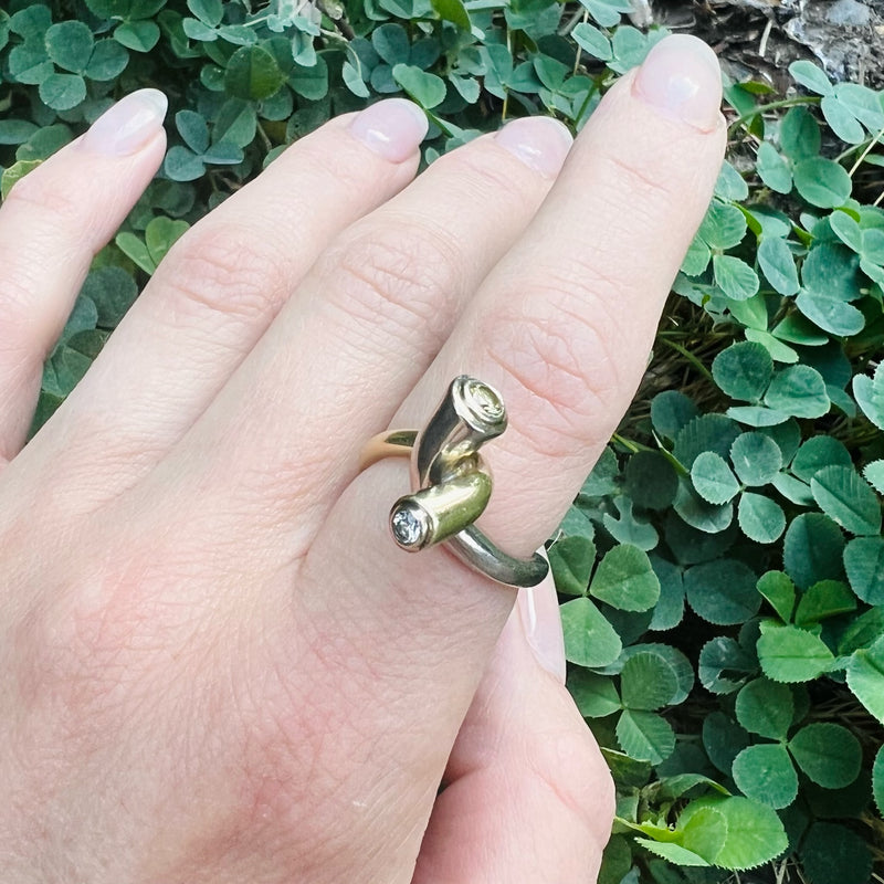 Two Tone Twist Modernist Diamond Ring