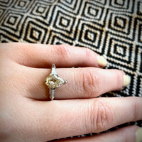 Dramatic Shield Cut Diamond Platinum Engagement Ring