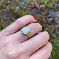 Oval Opal Ring with Gold Rope Detail