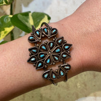 Lovely Vintage Petit Point Turquoise Cuff Bracelet