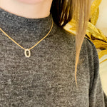 The Flattened Gold Curb Chain with Diamond Oval