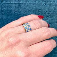 The Paved Rectangle of Sapphires and Diamonds Ring