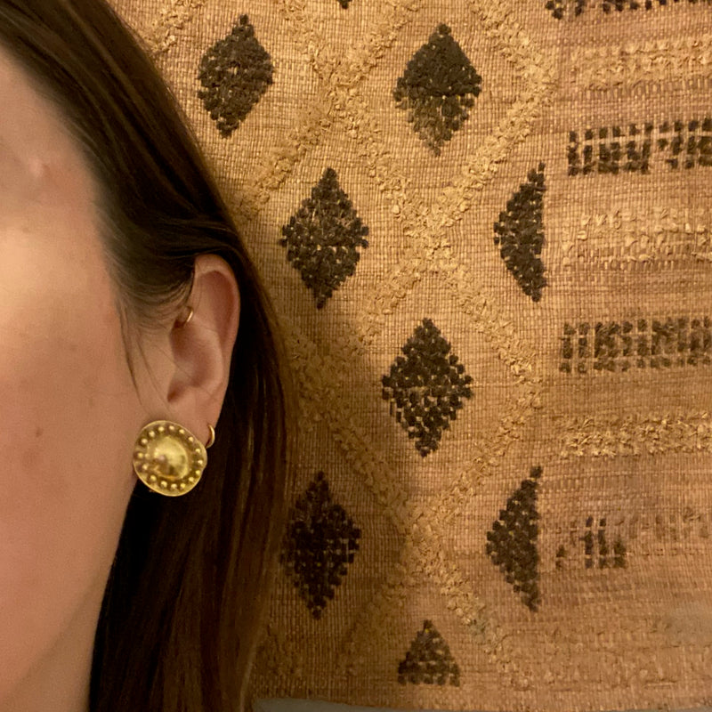 Incredible Signed Woodhull 18k Sun Disc Earrings