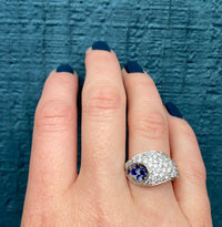 Unique Futuristic Diamond & Sapphire Cluster Ring