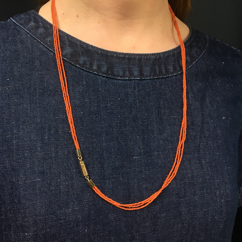 Delicate Three Strand Antique Organic Bead Necklace