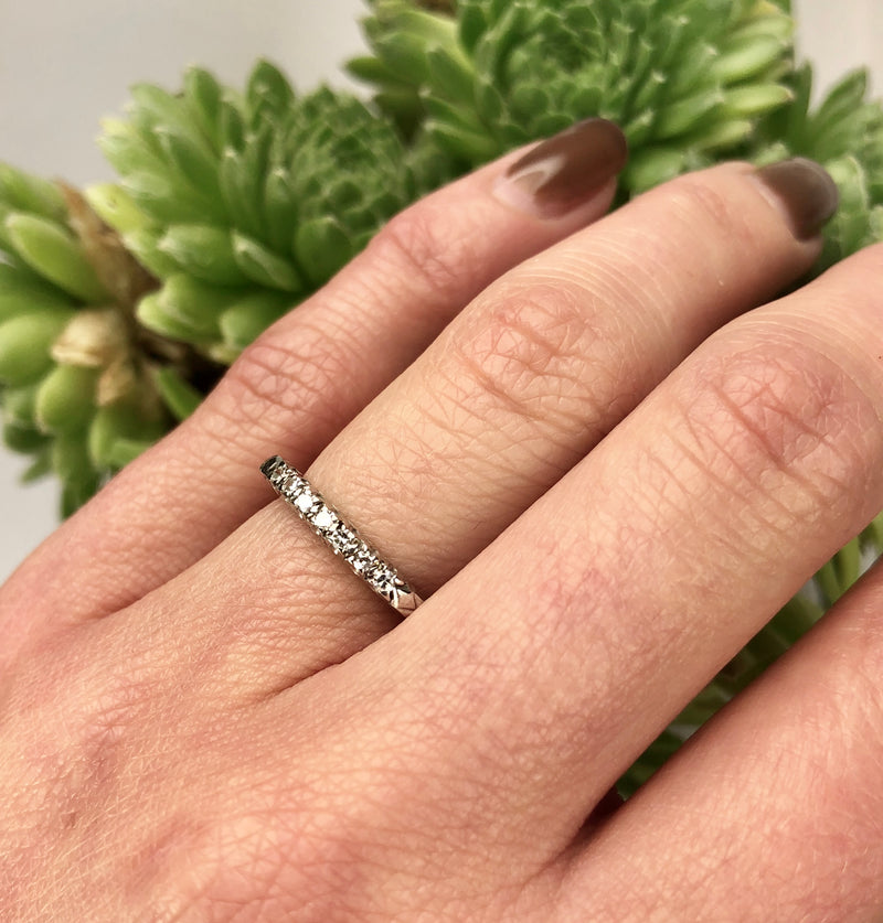 Vintage Diamond set White Gold Wedding Band