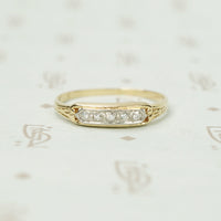 Slim Vintage Two Tone Gold and Diamond Band