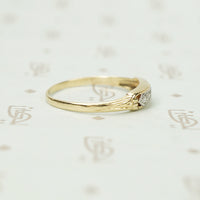 Slim Vintage Two Tone Gold and Diamond Band