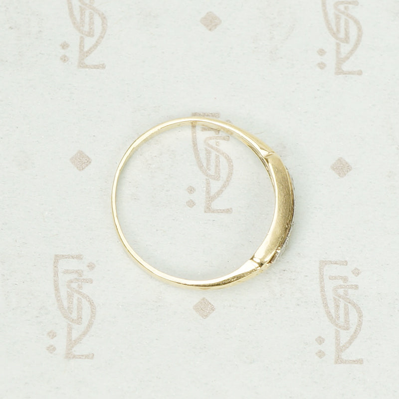 Slim Vintage Two Tone Gold and Diamond Band