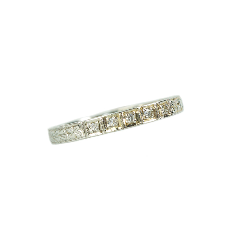 art deco 5 diamond decorated band