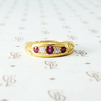 Victorian Table Cut Ruby and Diamond Band