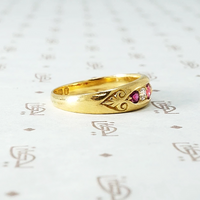 Victorian Table Cut Ruby and Diamond Band