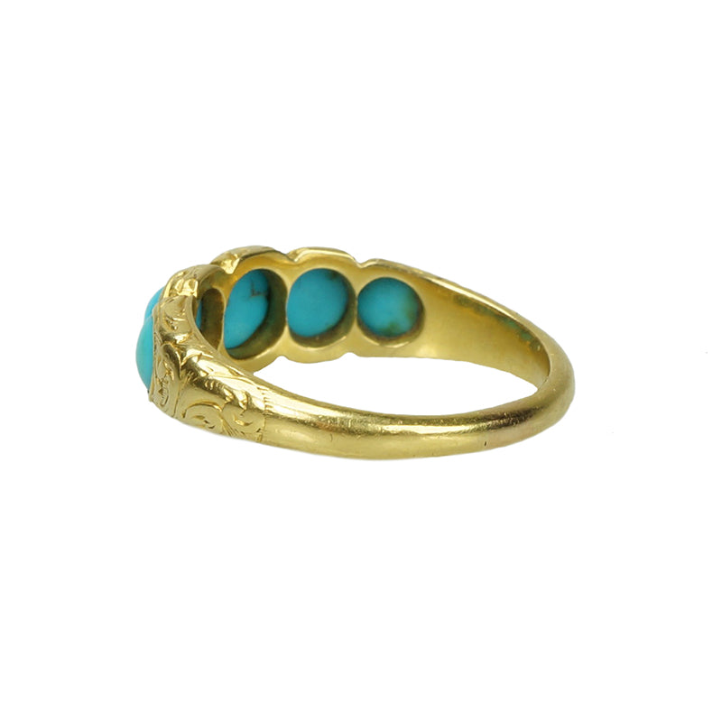 Half Hoop 18k Gold and Turquoise Band