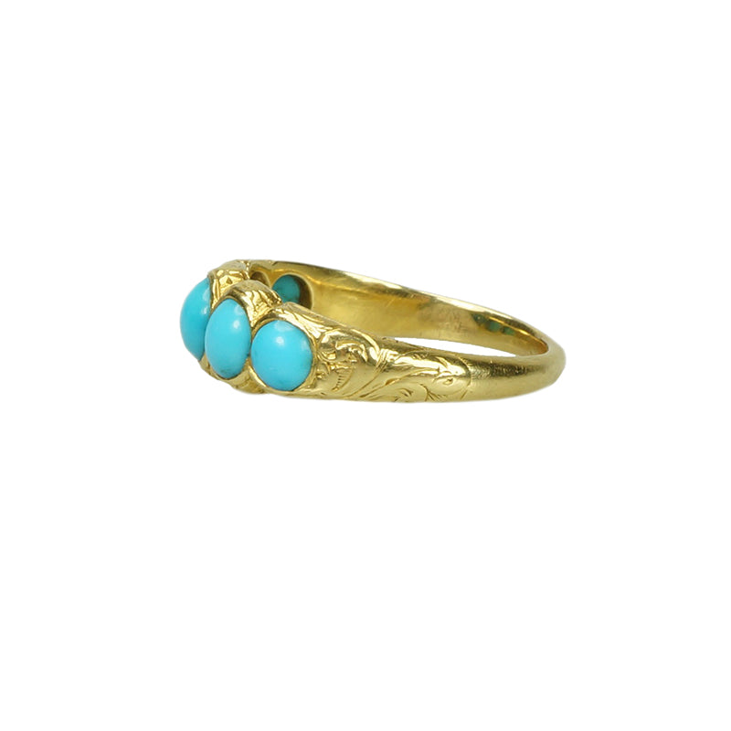Half Hoop 18k Gold and Turquoise Band