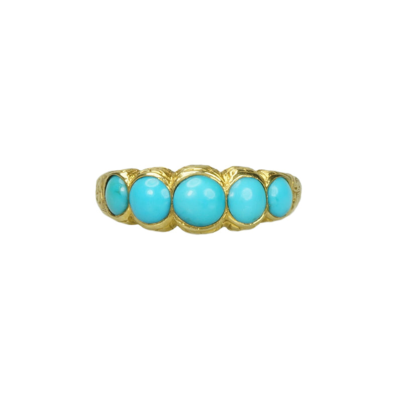 Half Hoop 18k Gold and Turquoise Band