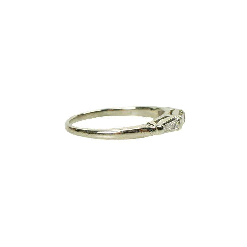 Vintage White Gold Baguette Diamond Wedding Band