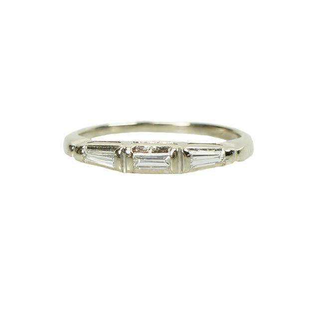 Vintage White Gold Baguette Diamond Wedding Band