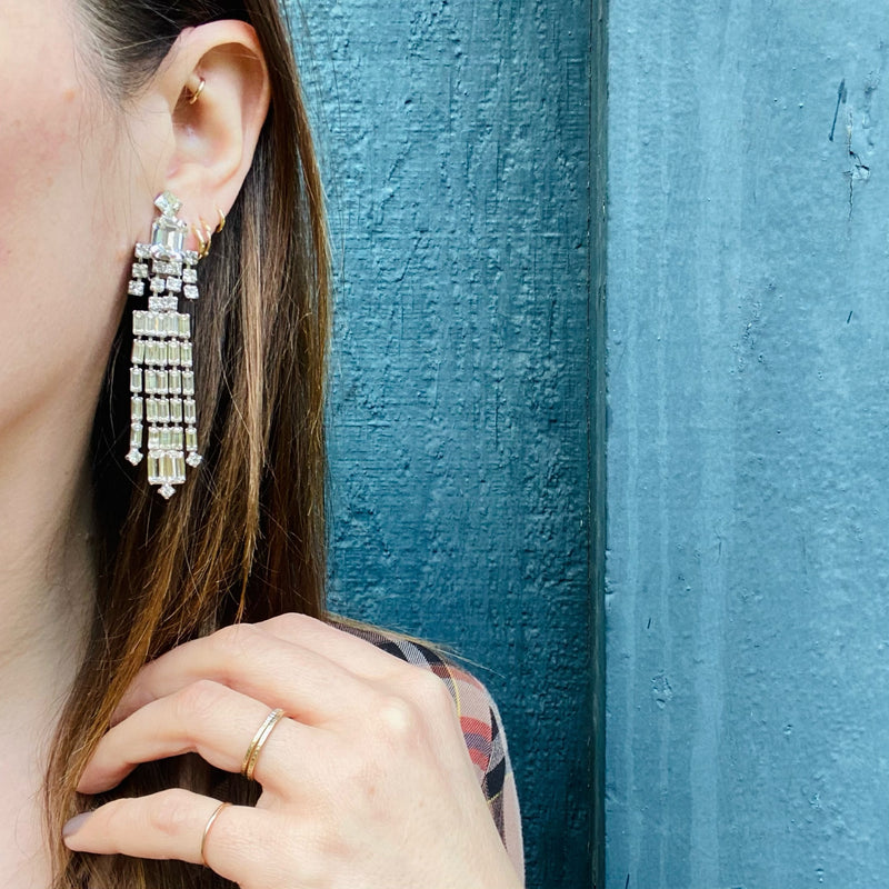 Incredible Cascading Rhinestone Earrings by Weiss