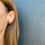 Inky Black Onyx Studs in Gold