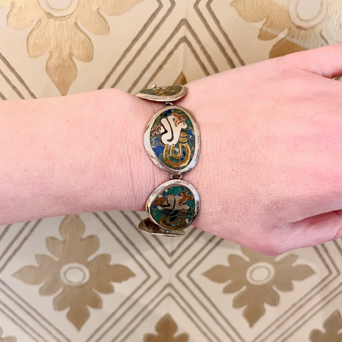 Vivacious Inlay in Mixed Metal Bracelet & Earring Set