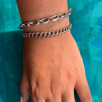 Double Oval Link Silver Chain Bracelet