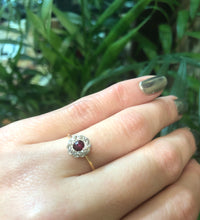 Sweet Ruby and Diamond Floral Cluster Ring