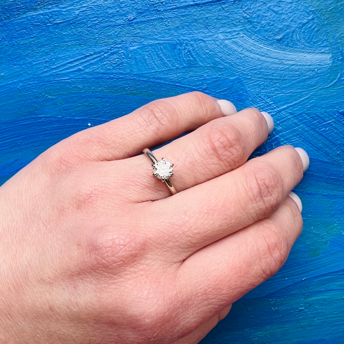 Recycled White Gold Vintage Diamond Solitaire