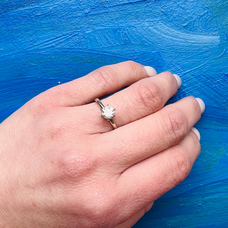 Recycled White Gold Vintage Diamond Solitaire