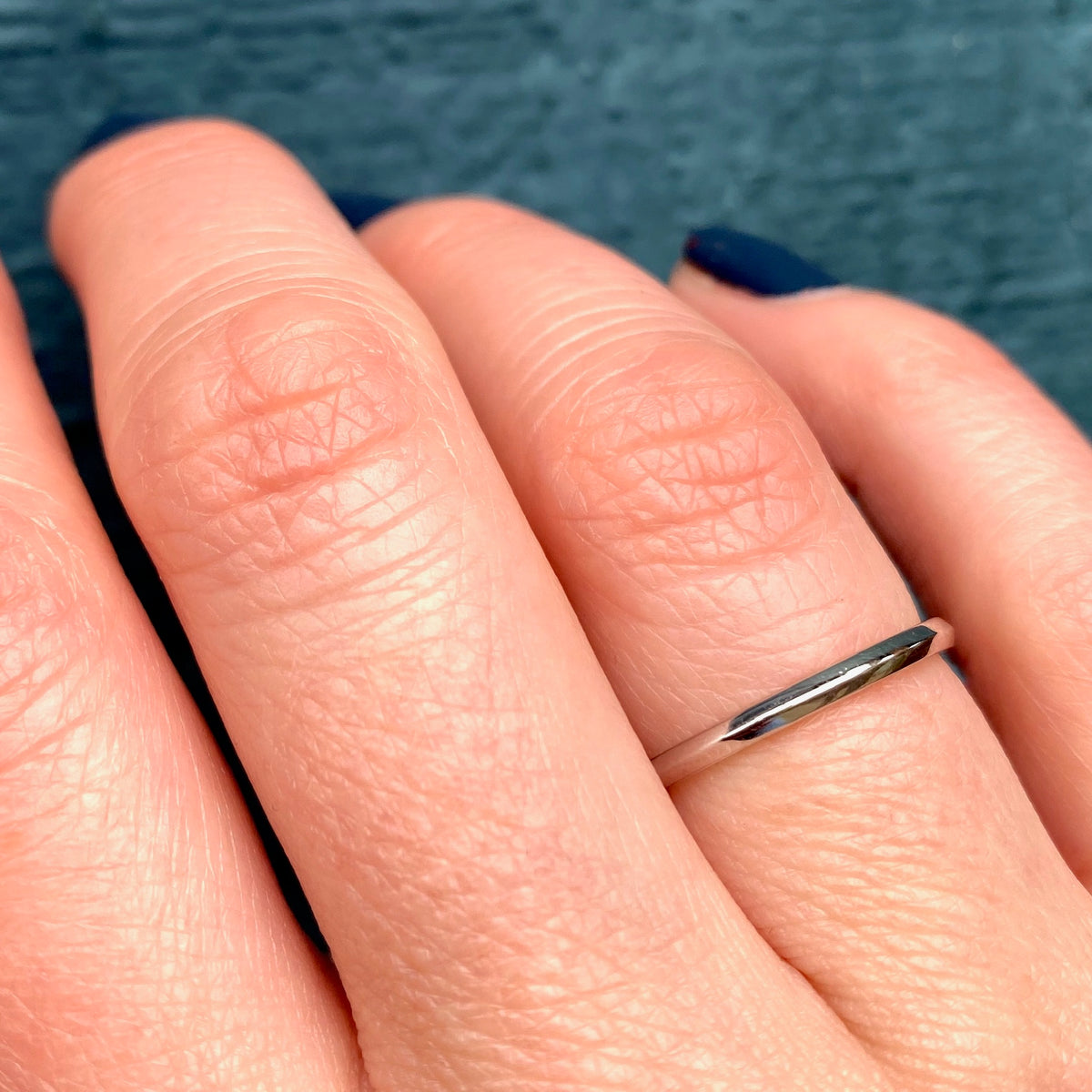Knife Edge Band in White Gold by Jabel
