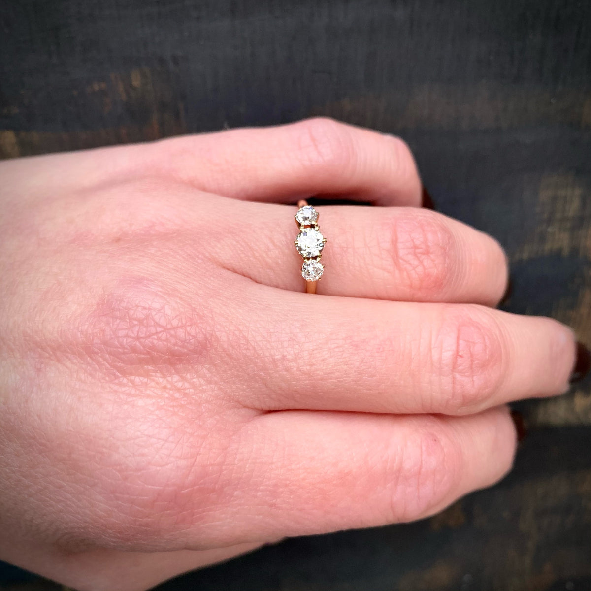 Lovely Antique Three OMC Diamond Ring
