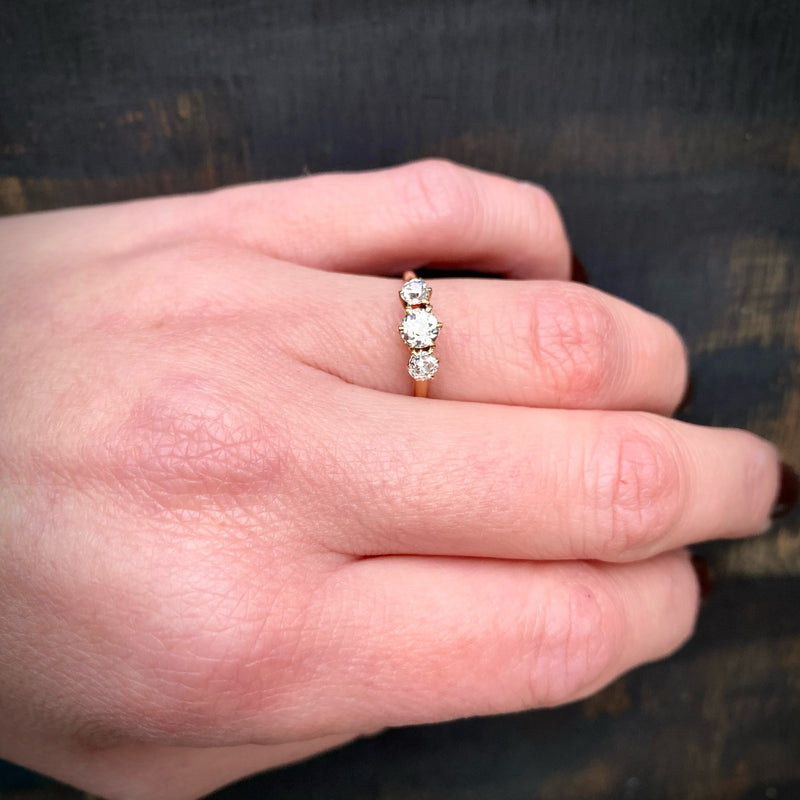 Lovely Antique Three OMC Diamond Ring